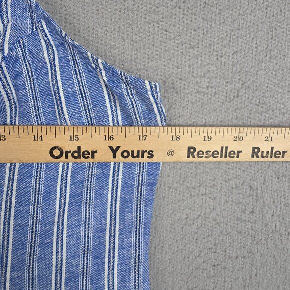 Lulus Mini Dress Large Pier and There Blue White Striped Side-Button Nautical - Picture 6 of 10